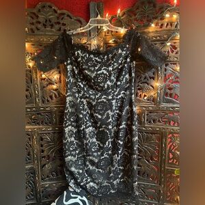 Vince Camuto Black Floral Lace Dress